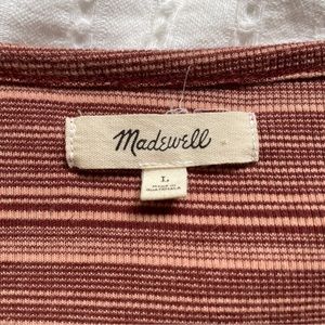 Madewell burgundy and pink stripped fitted crop tee size L